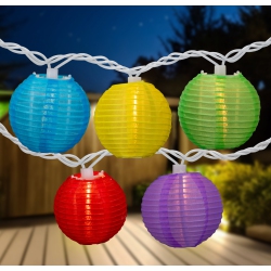 NORTHLIGHT Round Lantern Indoor Outdoor Patio String Light Set - 7.25' Wire - 10Ct In White