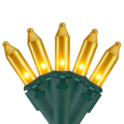 NORTHLIGHT Mini Incandescent Christmas Lights - Opaque Gold - 34' Wire - 100Ct In Green