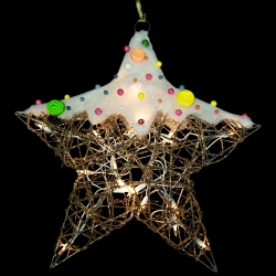 NORTHLIGHT Lighted Candy Covered Star Christmas Decoration - 17" - Clear Lights