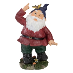 NORTHLIGHT 11.25" And Green Gnome With Butterfly Outdoor Garden Statue In Red