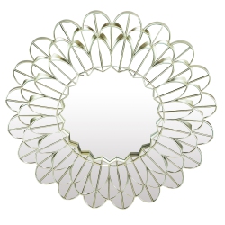 NORTHLIGHT 31" Champagne Sunflower Round Wall Mirror In Gold