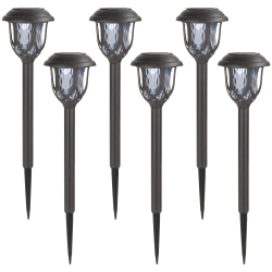NORTHLIGHT Set Of 6 Lantern Style Solar Powered Led Pathway Markers, 16.25" In Black