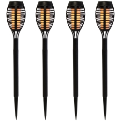 NORTHLIGHT Set Of 4 Solar Powered Led Pathway Markers, 19.75" In Black