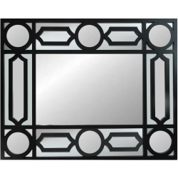 NORTHLIGHT 29.5" Framed Geometric Style Rectangular Wall Mirror In Black