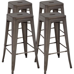 FDW Metal Bar Stools Set Of 4 Counter Height Barstool Stackable Barstools 24 Inch 30 Inch Indoor Outdoor Patio Bar Stool Home Kitchen Dining Stool