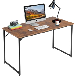 BESTOFFICE Computer Desk 47 Inches Home Office Desk Writing Study Table Modern Simple Style PC Desk With Metal Frame，brown