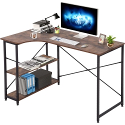 BESTOFFICE Computer Desk \w 2 Shelves 47 Inch Gaming Study Writing Table Large Office Desk \w Metal Legs Adjustable Feet Modern Furniture for Home