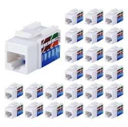 GENERIC Cat6 Rj45 Keystone Jack 25-Pack 45 Degree, Punch Down Ethernet Wall Jack Insert Coupler, Keystone Jack Adapter Ul