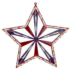NORTHLIGHT 14" Lighted White And Blue 4Th Of July Star Window Silhouette Decoration In Red