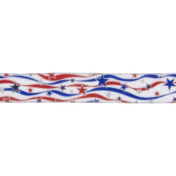 NORTHLIGHT Red, White And Striped Swirl Wired Patriotic Craft Ribbon 2.5In X 10 Yards In Blue