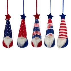 NORTHLIGHT Set Of 5 Patriotic 4Th Of July Americana Gnome Ornaments 6.5