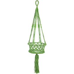 NORTHLIGHT 43" Lattice Pattern Macrame Hanging Planter Holder In Green