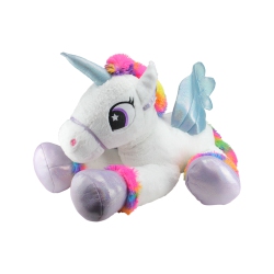 NORTHLIGHT 42" Super Soft And Plush Sitting Winged Unicorn With Rainbow Mane Stuffed Figure In White