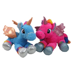 NORTHLIGHT Set Of 2 Super Soft And Plush Pink And Sitting Winged Unicorns Stuffed Animal Figures 23.5" In Blue