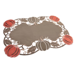 MELROSE Set Of 6 Brown And Fall Harvest Pumpkins Placemats 18" In Orange
