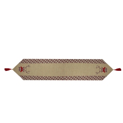NORTHLIGHT 36" And Brown Burlap And Plaid Reindeer Christmas Table Runner In Red
