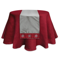 MELROSE 6' X 15.5" Gray And Embroide Snowflake Christmas Table Runner In Red