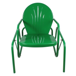 NORTHLIGHT Outdoor Retro Metal Tulip Glider Patio Chair In Green