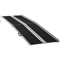HOMCOM 10Ft Wheelchair Ramp, Non-Slip Aluminum Folding Handicap Ramp, Suitable for Door Thresholds, Home Steps, Cars, Scooters, Carts, And Stairs