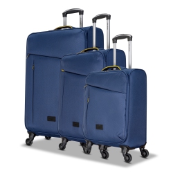 CLUB ROCHELIER 3 Piece Set Soft Side Luggage With Contrast Handles, Navy And In Yellow