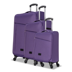 CLUB ROCHELIER 3 Piece Set Soft Side Luggage With Contrast Handles And Lilac In Purple