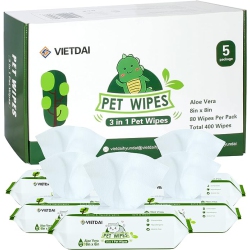 VIETDAI Wipes 80 Dog Grooming Wipes, Pack Of 5