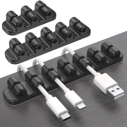 HLD Upgraded Cable Holder Clips, 3-Pack Cable Management Cord Organizer Clips Silicone Self Adhesive for Desktop USB Charging Cable Power Cord Mouse