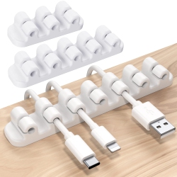 HLD Upgraded Cable Holder Clips, 3-Pack Cable Management Cord Organizer Clips Silicone Self Adhesive for Desktop USB Charging Cable Power Cord Mouse