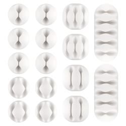 HLD Cable Clips 16 Pack Cord Organizer Self Adhesive Cable Holder Wire Management for USB Charging Cables Power Cord Mouse Cables Headphone Cords