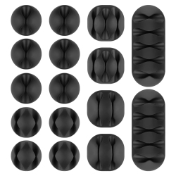 HLD Cable Clips 16 Pack Cord Organizer Self Adhesive Cable Holder Wire Management for USB Charging Cables Power Cord Mouse Cables Headphone Cords