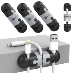 HLD Delidigi 9 Pack Jigsaw Cable Clips Holder Strong Adhesive Silicone Cable Management Cord Organizer for Desk USB Cable Power Cord Wire Home Office