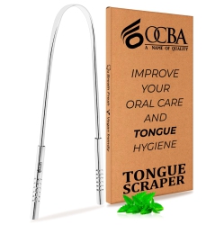 HLD Tongue Scraper 1 Pack Professional Tongue Cleaner Reusable Stainless Steel Tongue Scrapers With Dual Carved Handle for Adults, Kids