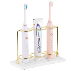 HLD Electric Toothbrush Holder, 3 Slots 2-Layer Resin Electric Toothbrush Holder Bathroom Toothpaste Razor Storage Non-Slip Organizer for Bathroom
