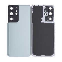 ESOURCE PARTS Replacement Back Cover Glass With Camera Lens Compatible for Samsung Galaxy S21 Ultra (No Logo) (Aftermarket Plus) (Phantom Titanium)