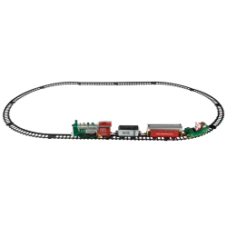 NORTHLIGHT 16 PC Silver And Battery Operated Lighted And Animated Christmas Holiday Train Set With Sound In Red
