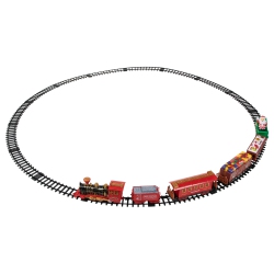 NORTHLIGHT 22PC Battery Operated Lighted And Animated Christmas Train Set With Music And Sound In Red