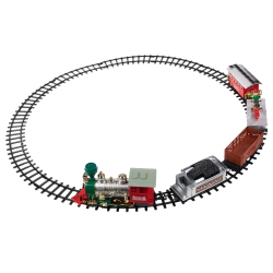 NORTHLIGHT 35PC Silver And Battery Operated Lighted And Animated Classic Train Set With Sound In Red
