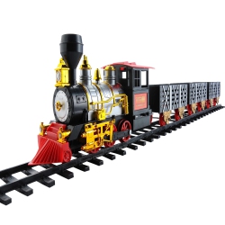 NORTHLIGHT 20PC Black And Battery Operated Classic Train Set 12" In Red
