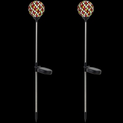 NORTHLIGHT Mosaic Stained Glass Solar Led Pathway Markers 30" - Multicolor - Set Of 2