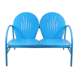 NORTHLIGHT 47-Inch Outdoor Retro Tulip Steel Loveseat In Sky Blue