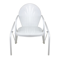 NORTHLIGHT Outdoor Retro Metal Tulip Glider Patio Chair In White