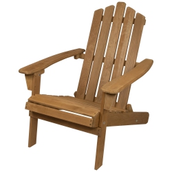 NORTHLIGHT 36" Natural Stained Classic Folding Wood Adirondack Chair