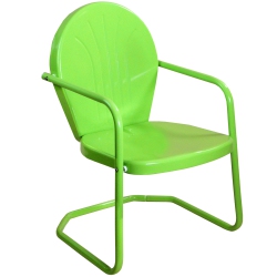 NORTHLIGHT 34-Inch Outdoor Retro Tulip Steel Armchair, Lime In Green