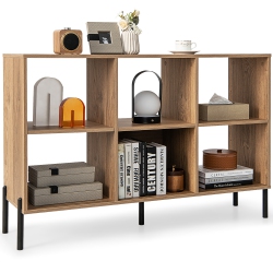 COSTWAY 6 Cube Storage Shelf Organizer Bookcase Square Cubby Cabinet Bedroom Natural