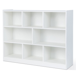 COSTWAY 3-Tier Open Bookcase 8-Cube Floor Standing Storage Shelves Display Cabinet In White