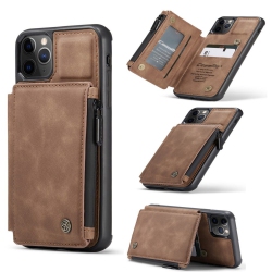 TEDLIN Caseme Retro Luxury Zipper Wallet Case Cover for Iphone 13 Pro Max With Card Slots Waterproof Pvc
