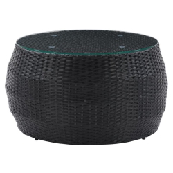 CORLIVING CANADA Corliving Parksville Rattan Round Coffee Table In Black