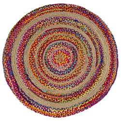JONATHAN Y Isla Round Boho Braided Rag Jute Area Rug
