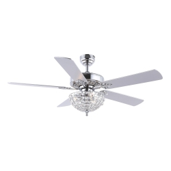 JONATHAN Y Mandy Glam Classic Crystal Dome Shade Led Ceiling Fan With Remote