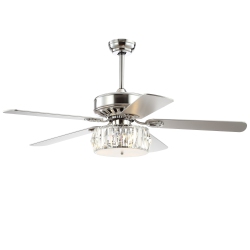 JONATHAN Y Mandy Crystal Prism Drum Led Ceiling Fan With Remote
